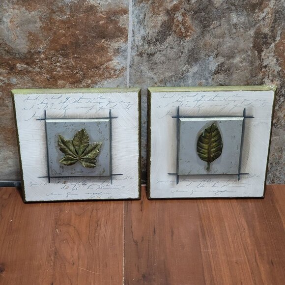 Ceramic Leaf Wall Decor Set of 2 Hanging Wall Art - Picture 3 of 12